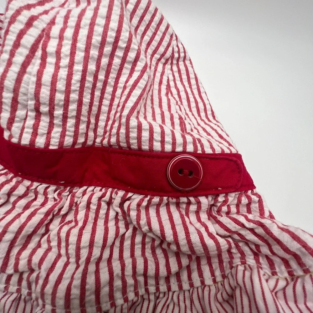 Vintage Gymboree Sun Hat 18-24M‎ Red White Stripe Ruffle Chin Strap Girl Toddler